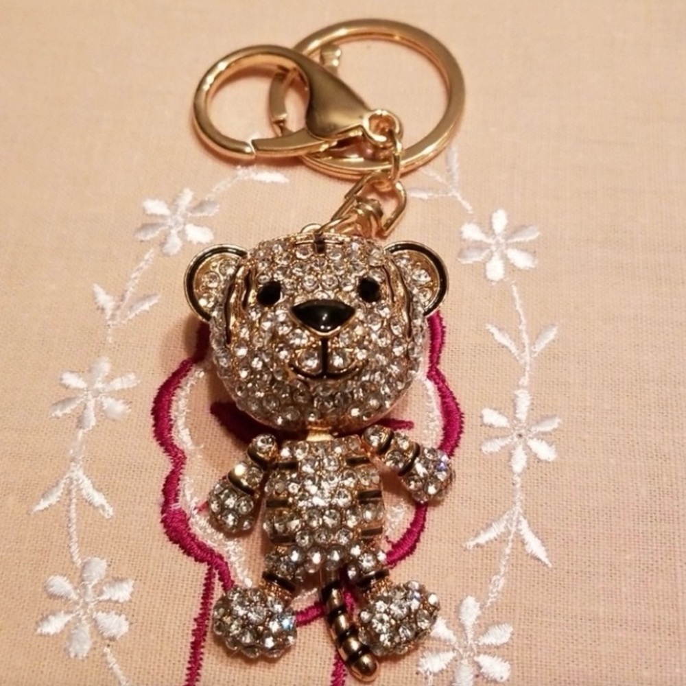 UNBRANDED TIGER Rhinestone Handbag / Purse Charm Accessory Gold - Picture 7 of 12